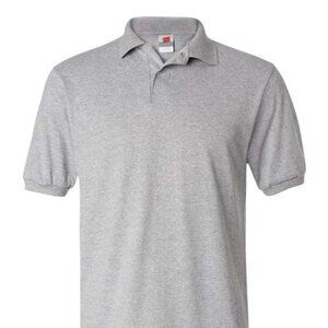 Men's HANES Ecosmart® Jersey Polo  SET of TWO Gray & White Size 2XL EUC #7132